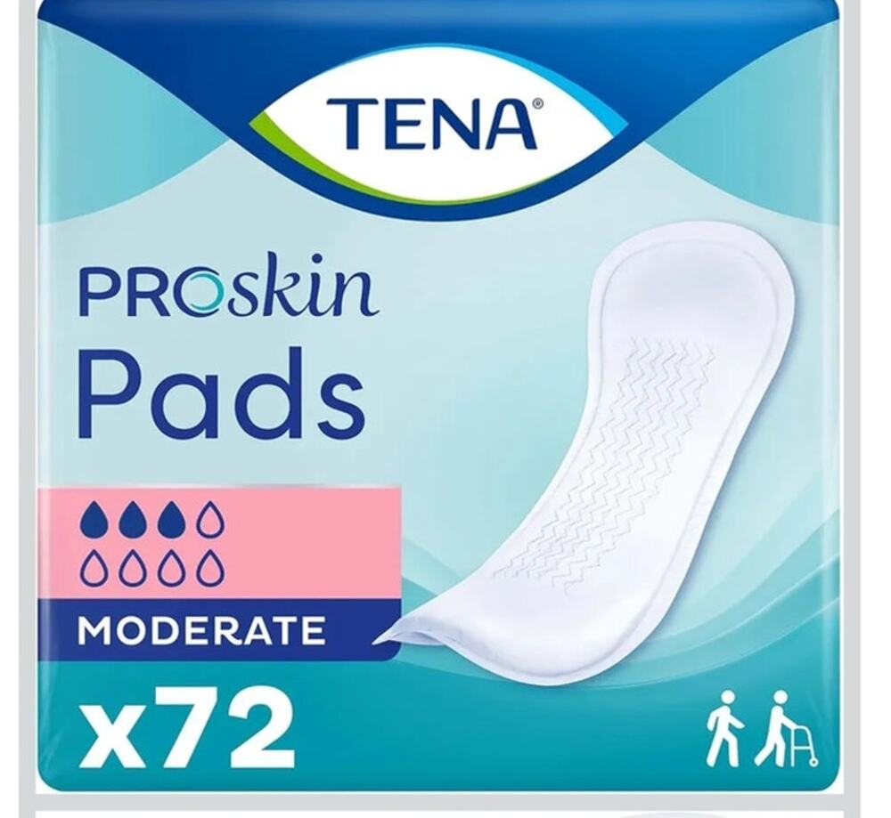 TENA ProSkin Moderate Unisex Incontinent Pad Regular 11", Moderate, 72 Ct